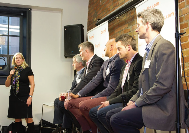 From left: Elspeth Murray, Graham McBride, BCom'85, Andrew Cherwenka, BCom'93, Somen Mondal, MBA'06, Marcus Daniels, AMBA'05 and Andrew Long, BCom'94. 